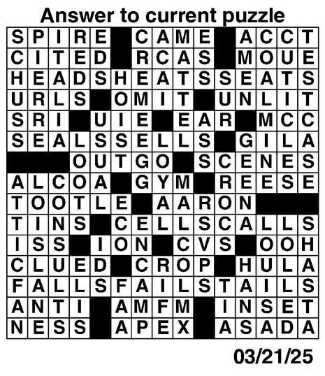 Answers to Previous Crossword