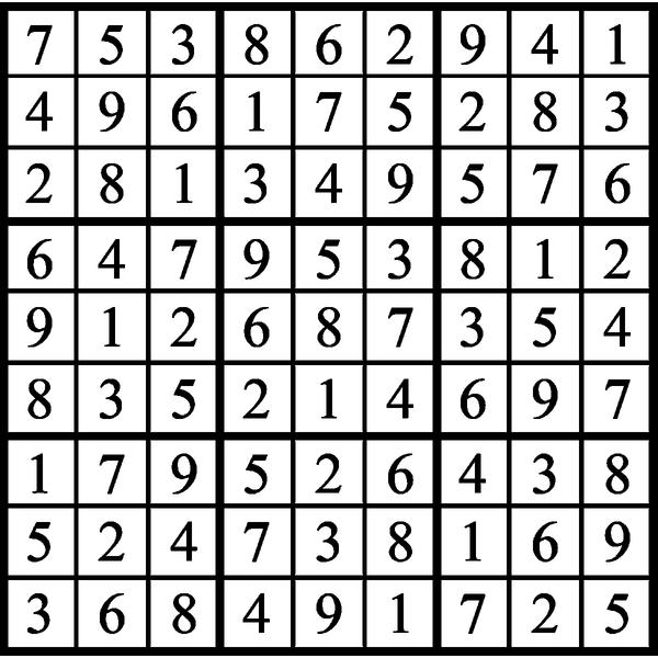 Answers to Previous Sudoku Puzzle