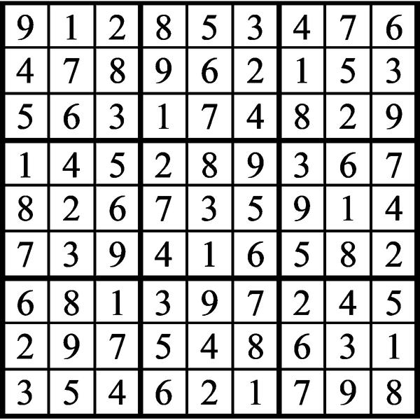 Answers to Previous Sudoku Puzzle