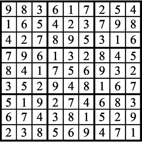 Answers to Previous Sudoku Puzzle