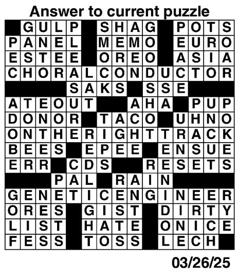Answers to Previous Crossword