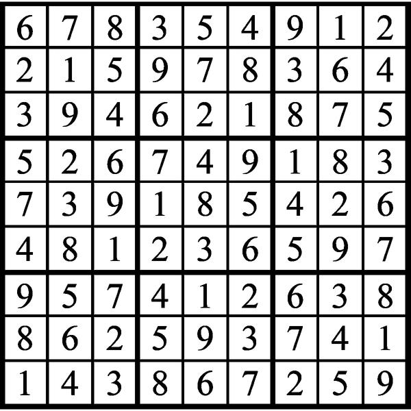 Answers to Previous Sudoku Puzzle
