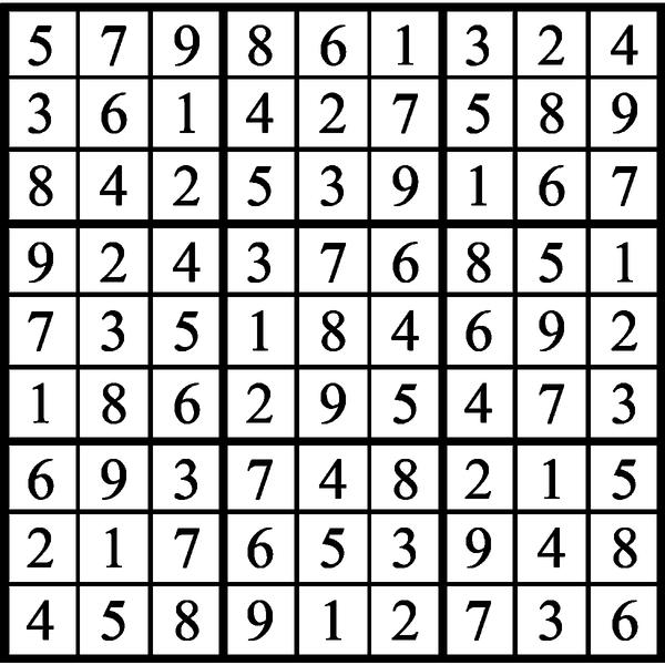 Answers to Previous Sudoku Puzzle