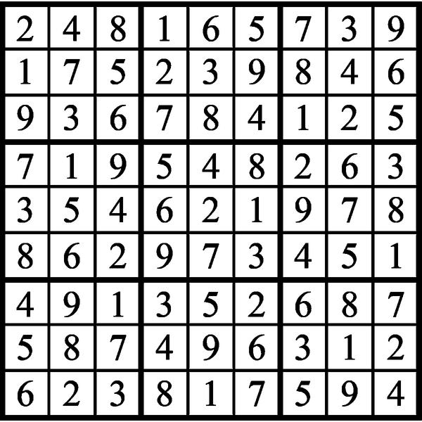 Answers to Previous Sudoku Puzzle