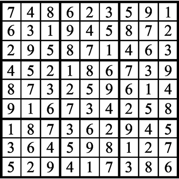 Answers to Previous Sudoku Puzzle