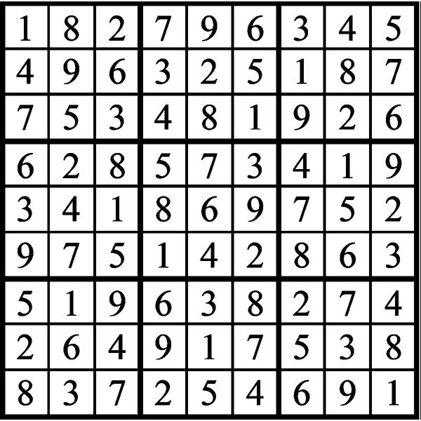 Answers to Previous Sudoku Puzzle