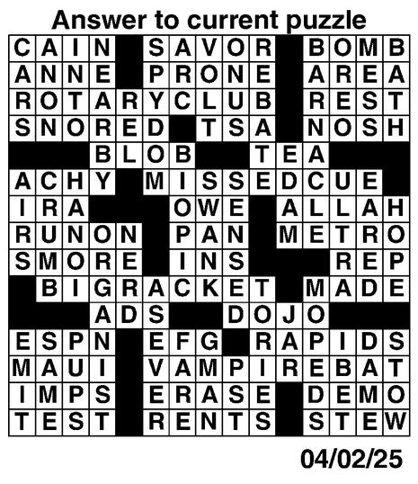 Answers to Previous Crossword