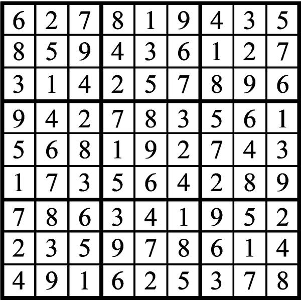 Answers to Previous Sudoku Puzzle