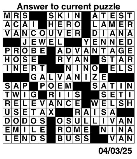 Answers to Previous Crossword