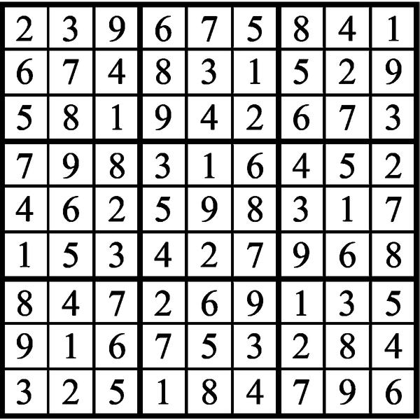 Answers to Previous Sudoku Puzzle
