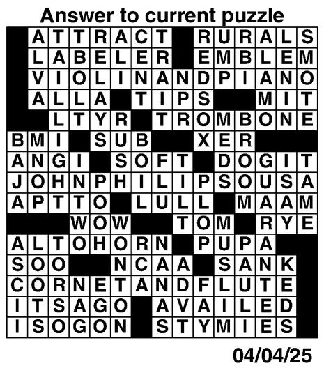 Answers to Previous Crossword