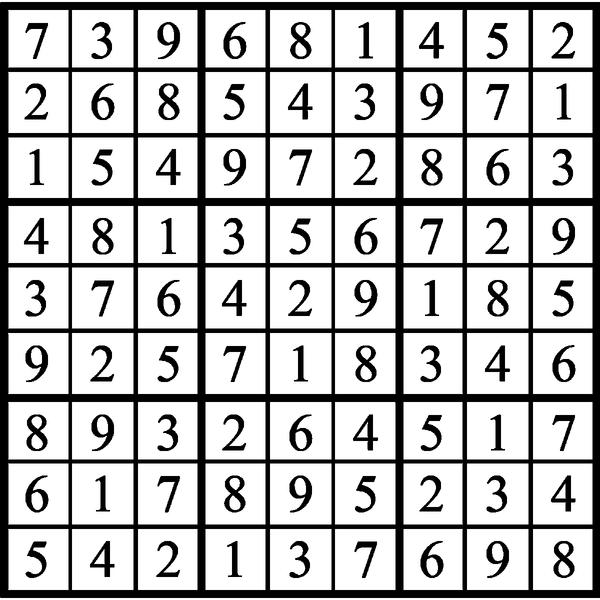 Answers to Previous Sudoku Puzzle