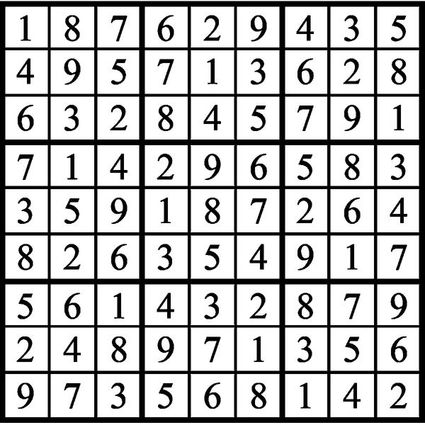 Answers to Previous Sudoku Puzzle