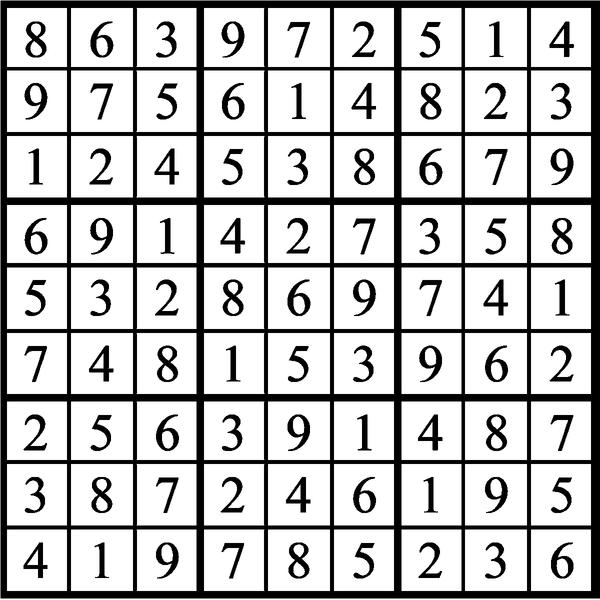 Answers to Previous Sudoku Puzzle