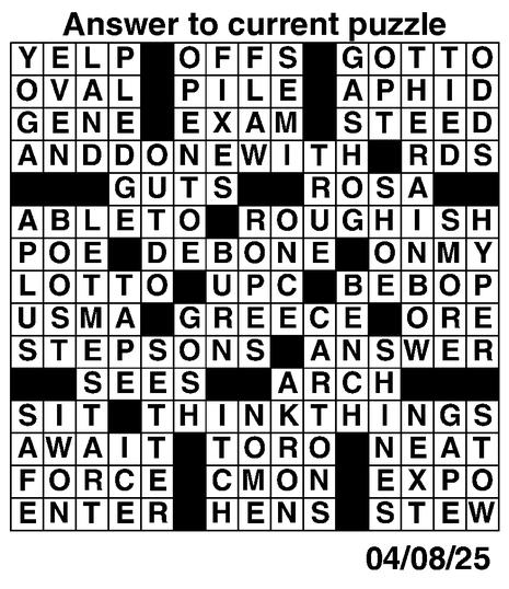 Answers to Previous Crossword