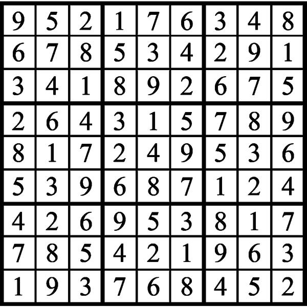 Answers to Previous Sudoku Puzzle
