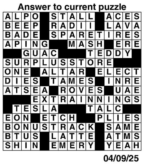Answers to Previous Crossword