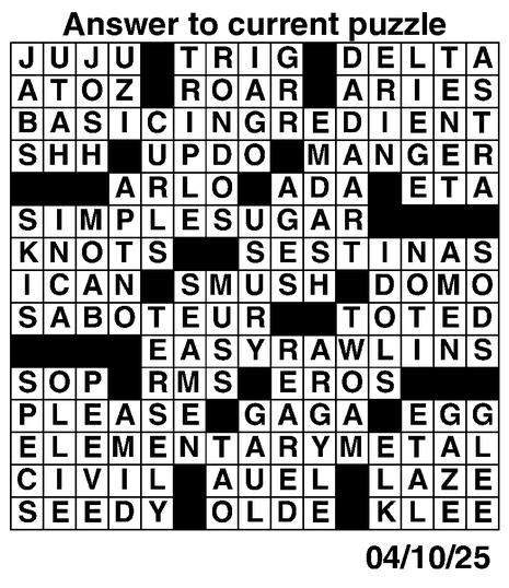 Answers to Previous Crossword