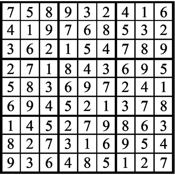 Answers to Previous Sudoku Puzzle
