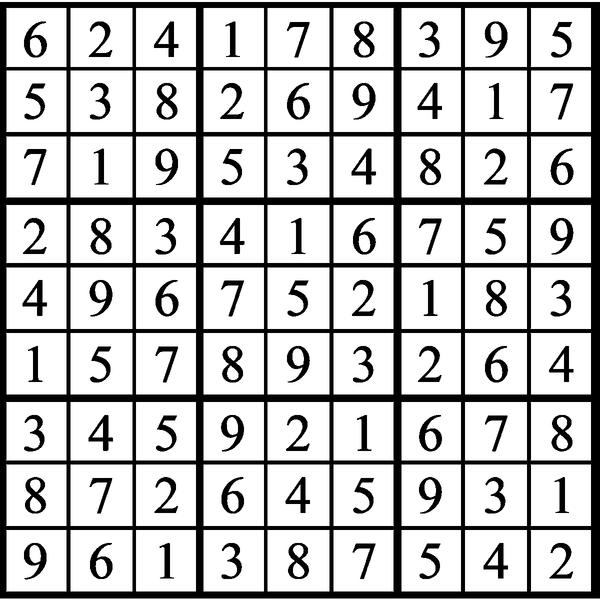 Answers to Previous Sudoku Puzzle